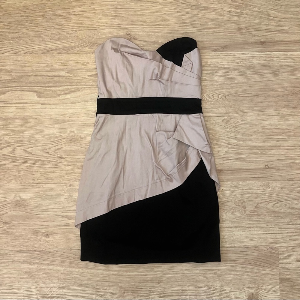 Tfnc London Nude/Black Peplum Strapless Fitted Dress